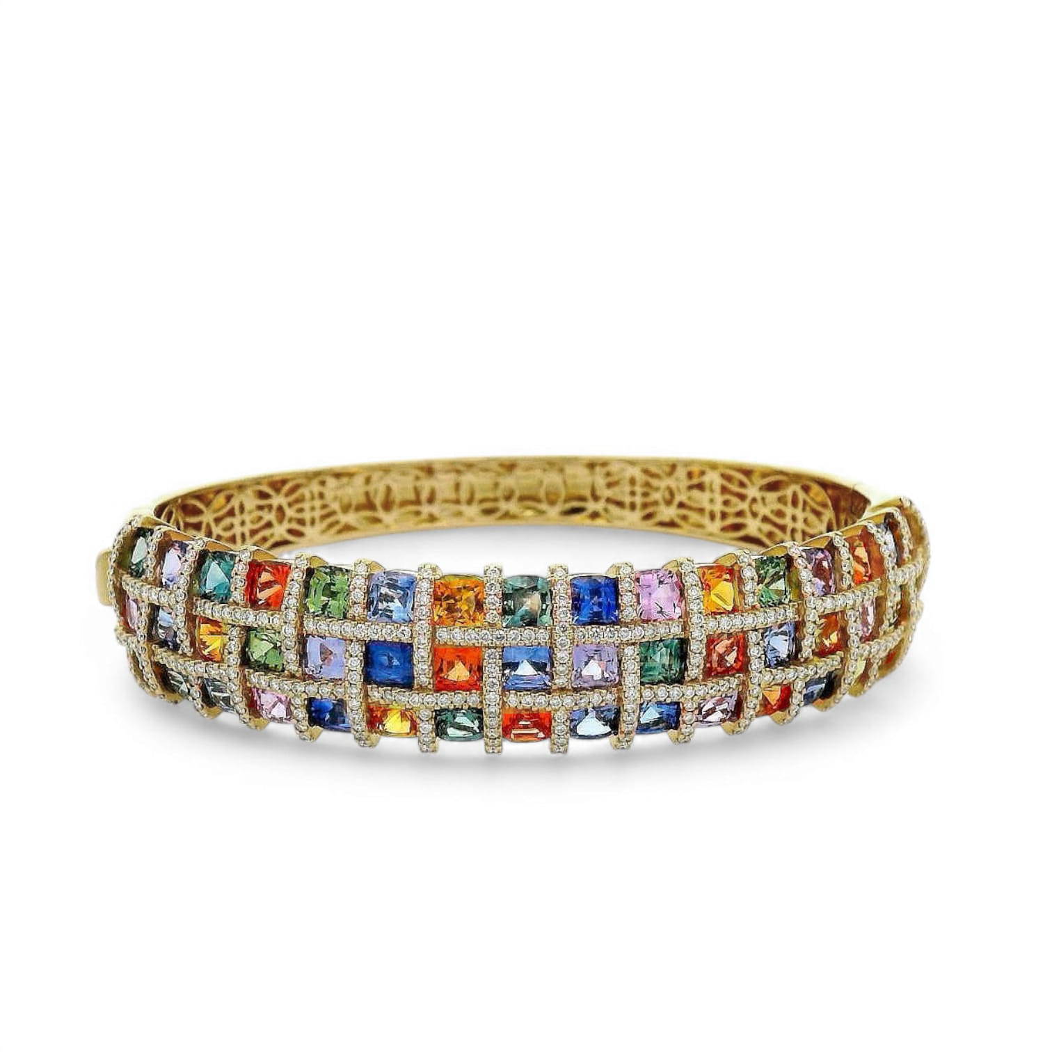 RAINBOW MIRAGE MULTI COLORED SAPPHIRE AND DIAMOND BANGLE