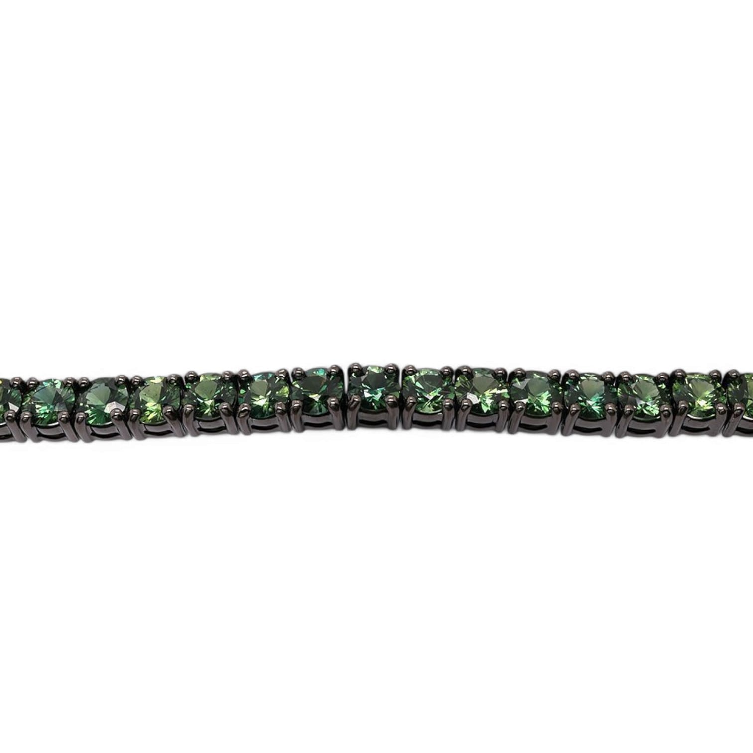 SHADOW FOREST GREEN SAPPHIRE MENS BRACELET IN BLACK RHODIUM WHITE GOLD - 1