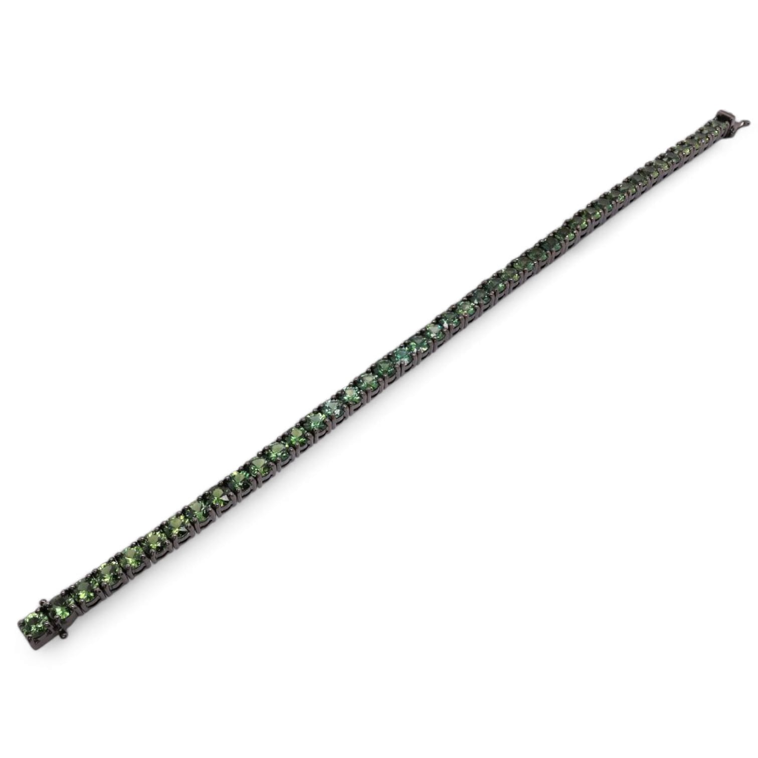 SHADOW FOREST GREEN SAPPHIRE MENS BRACELET IN BLACK RHODIUM WHITE GOLD - 2
