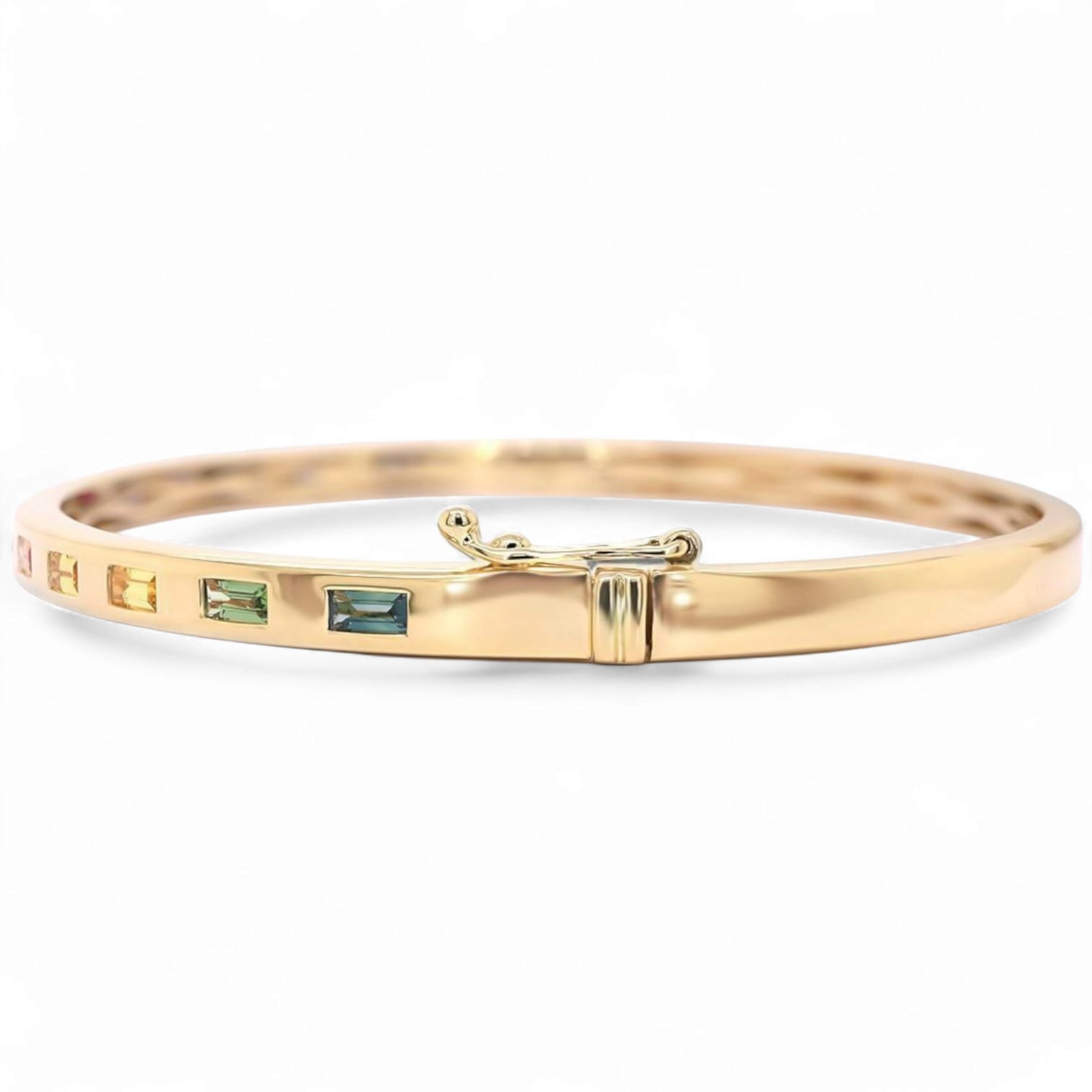 RAINBOW HORIZON MULTI COLORED SAPPHIRE BANGLE - 1