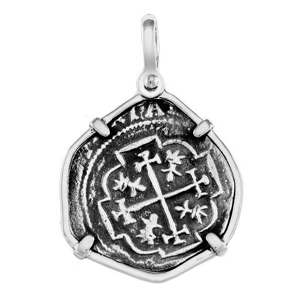 Atocha Silver 1 1/4" Spanish Replica Coin with Shackle Bail