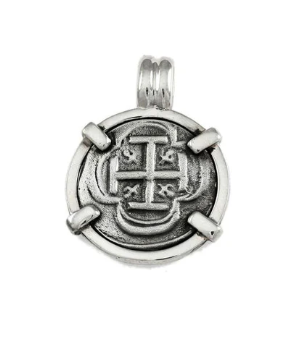 Atocha Silver 5/8" Replica Coin Pendant with Smooth Frame and Fixed Bail 