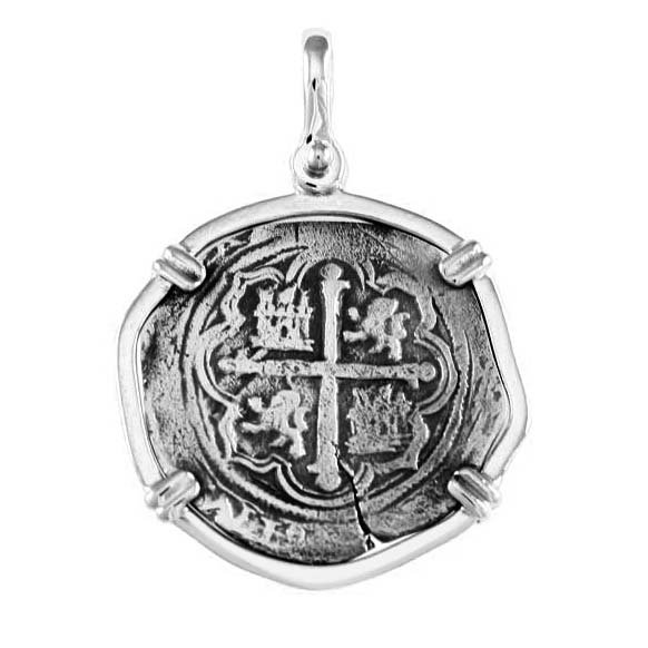Atocha Silver 1 1/4" Spanish Replica Coin Pendant with Shackle Bail