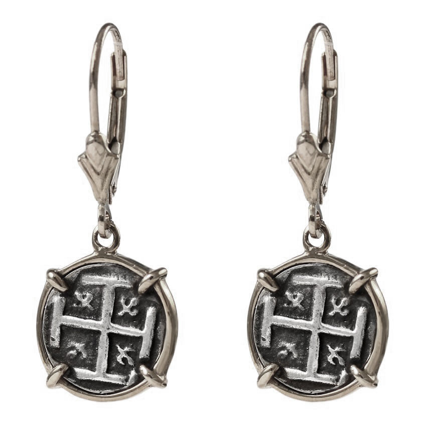 Shipwreck Atocha Silver 1/2" Replica Coin Lever Back Earrings  - 1