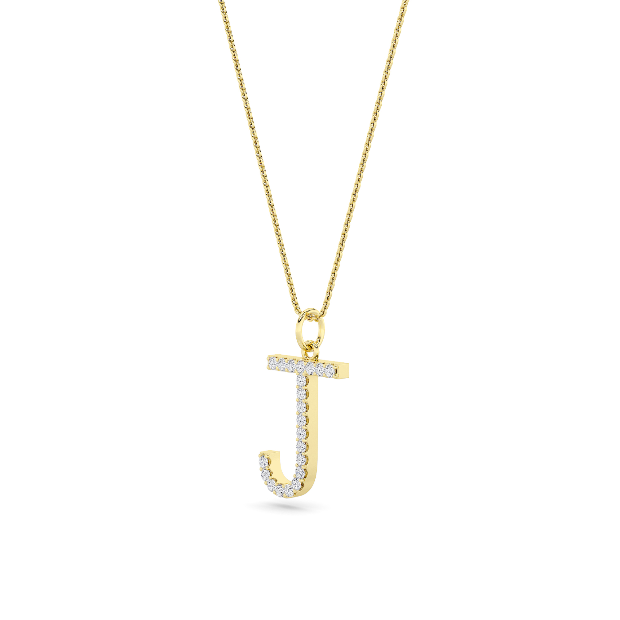 Initial Charm Diamond Pendant Collection - J - 2