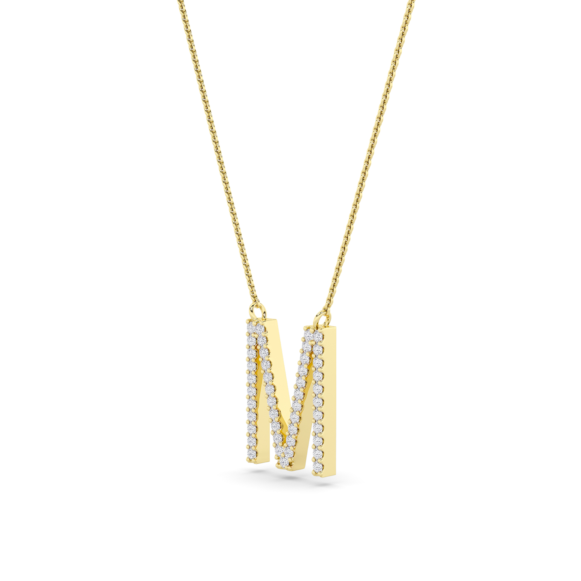 Initial Charm Diamond Pendant Collection - M - 2