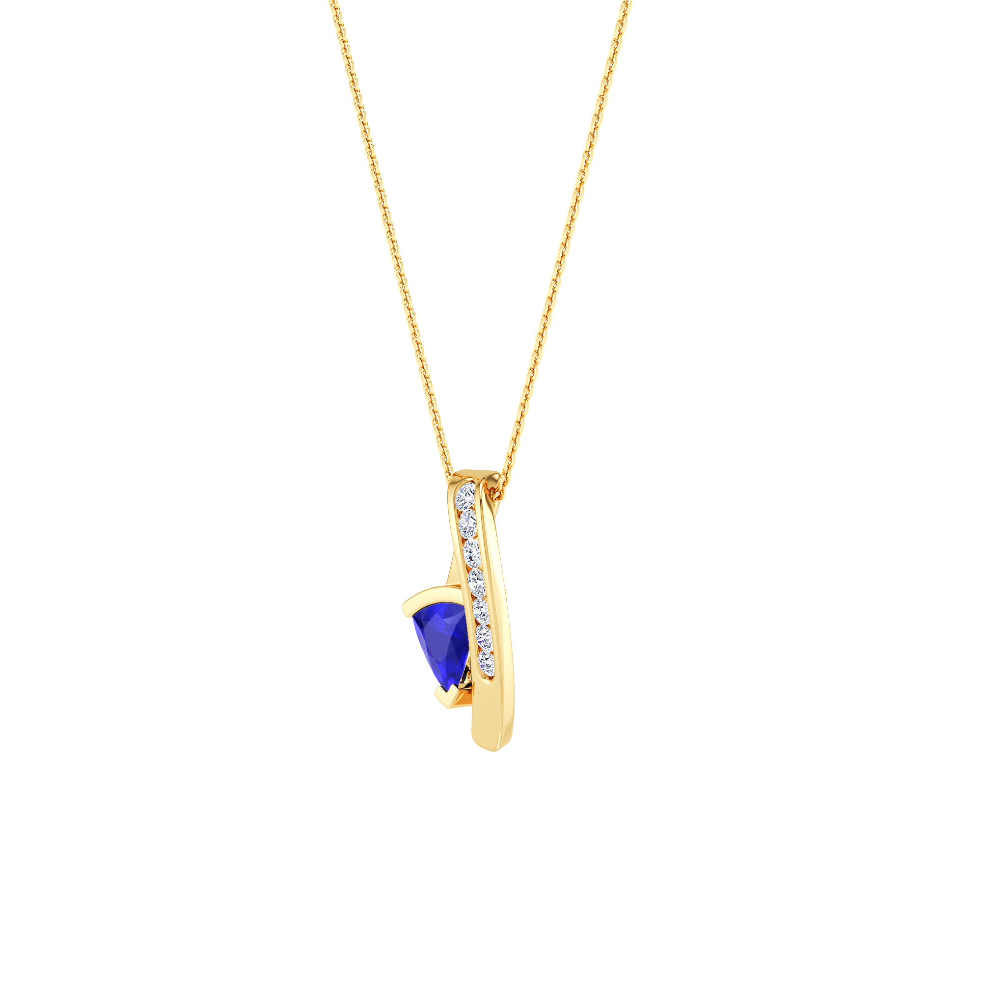 Trillion Grace Tanzanite and Diamond Pendant - 3