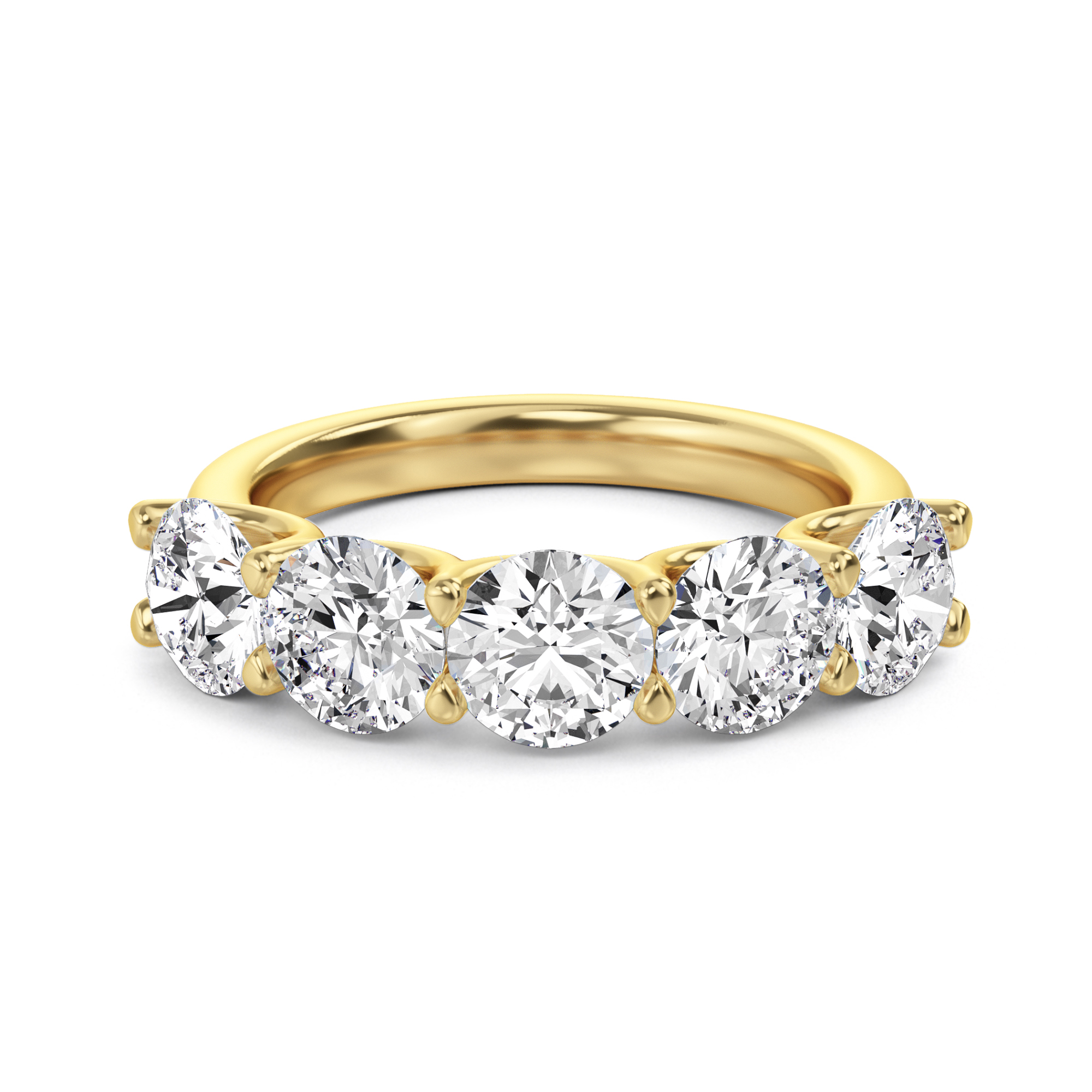 5 Stone Round Diamond Band