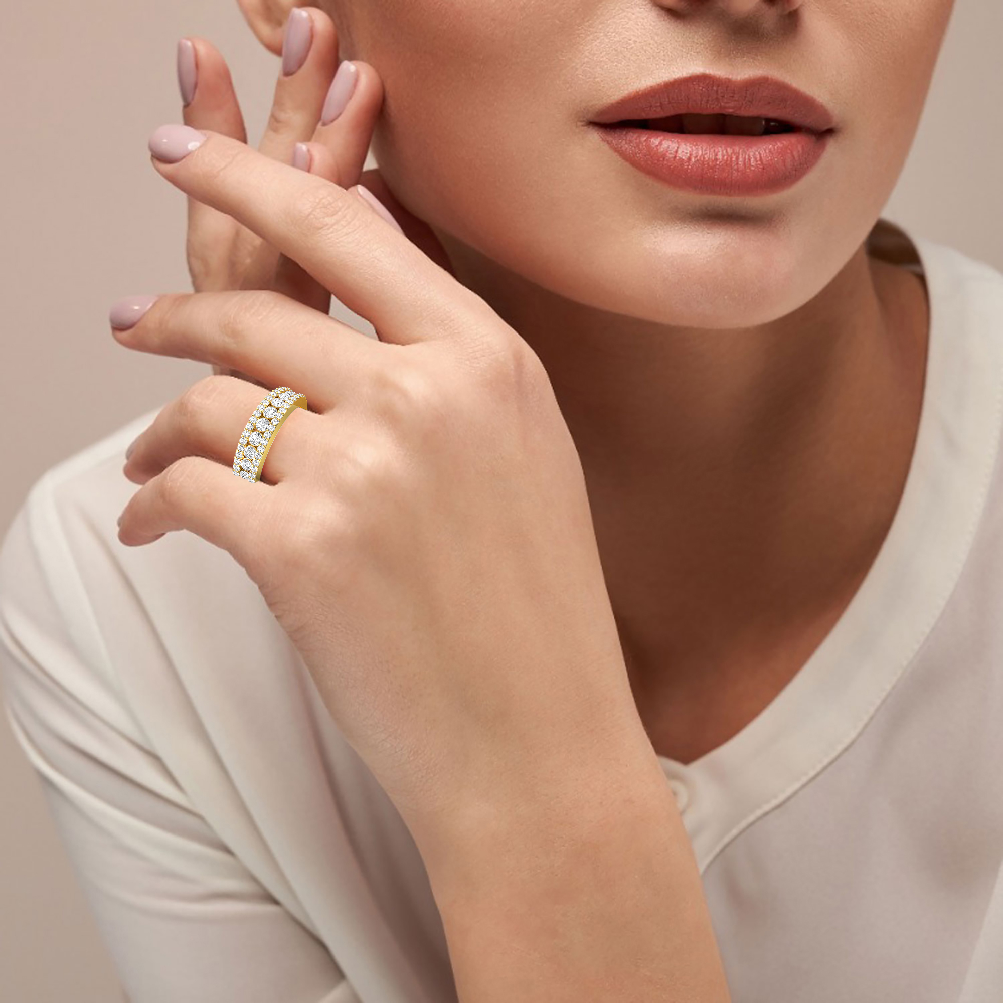 BEVERLY'S MINI SIGNATURE THREE ROW DIAMOND BAND - 3