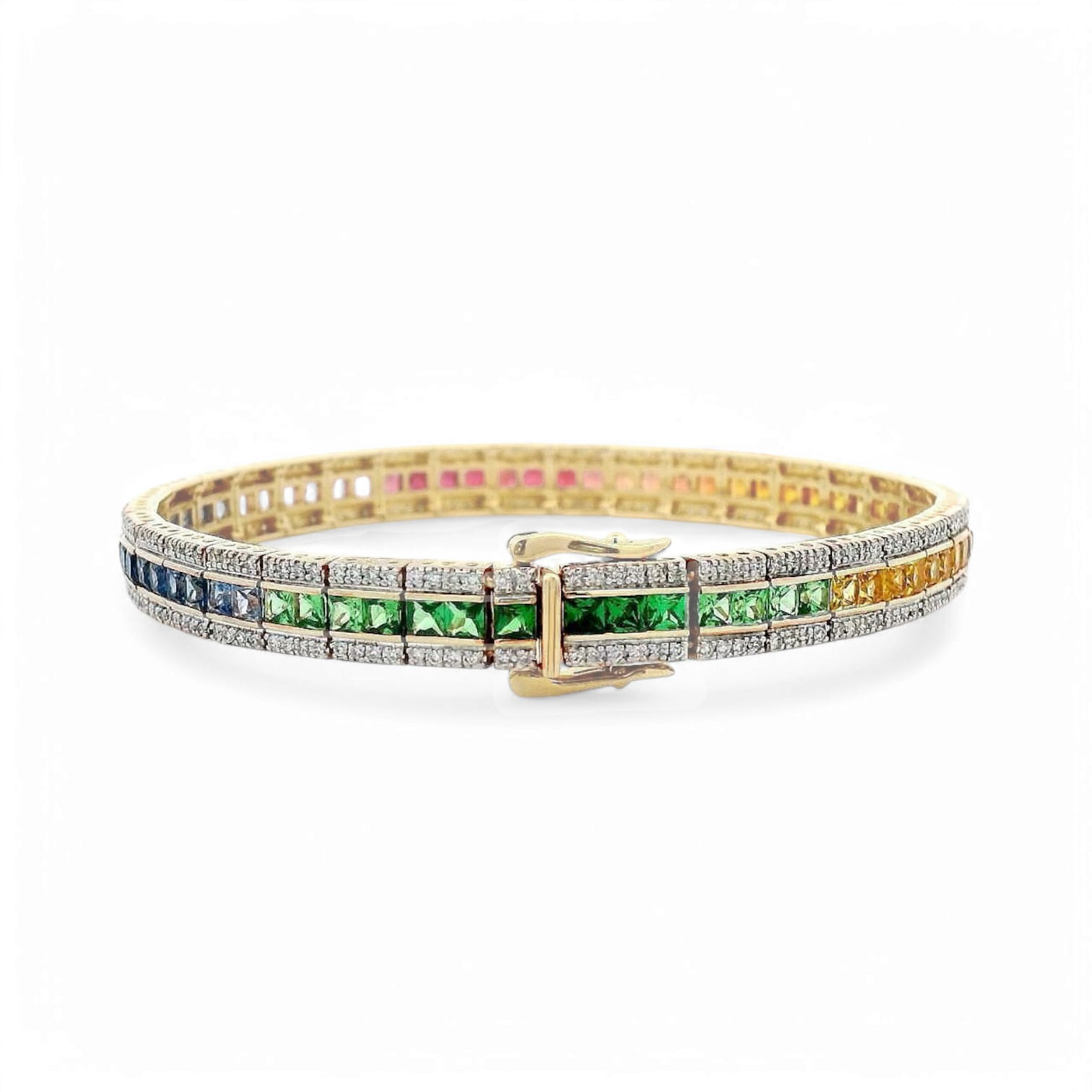RAINBOW TWINKLE MULTI COLORED SAPPHIRE AND DIAMOND BRACELET - 1