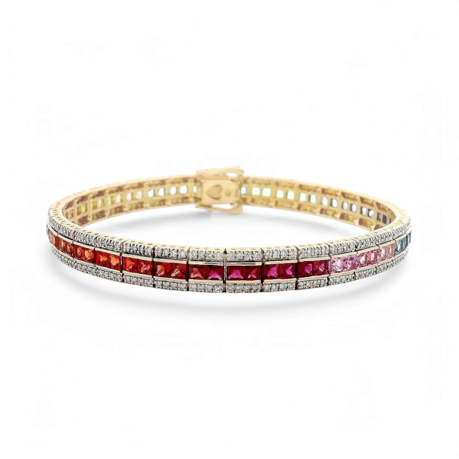 RAINBOW TWINKLE MULTI COLORED SAPPHIRE AND DIAMOND BRACELET