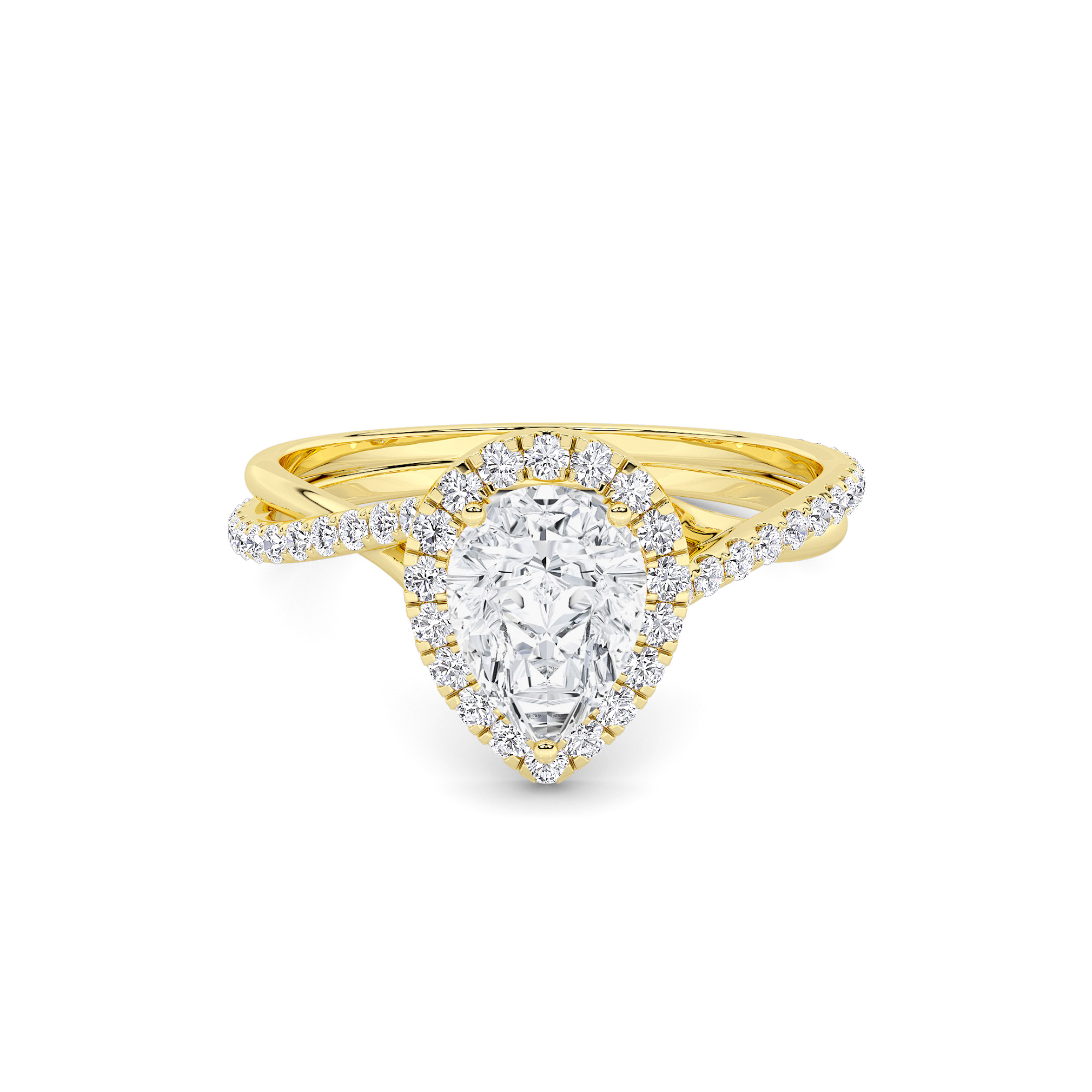Twist Halo Diamond Ring