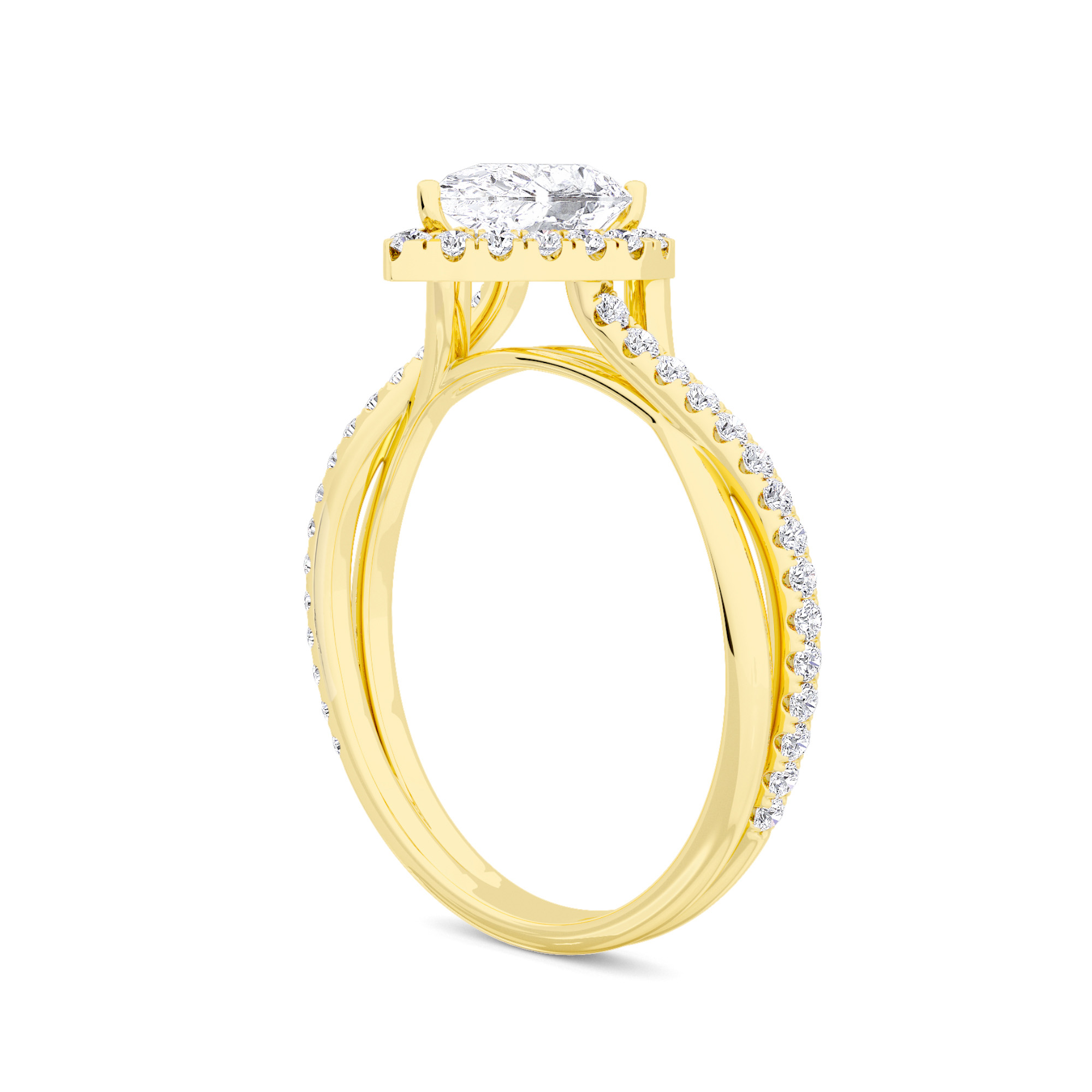 Twist Halo Diamond Ring - 2
