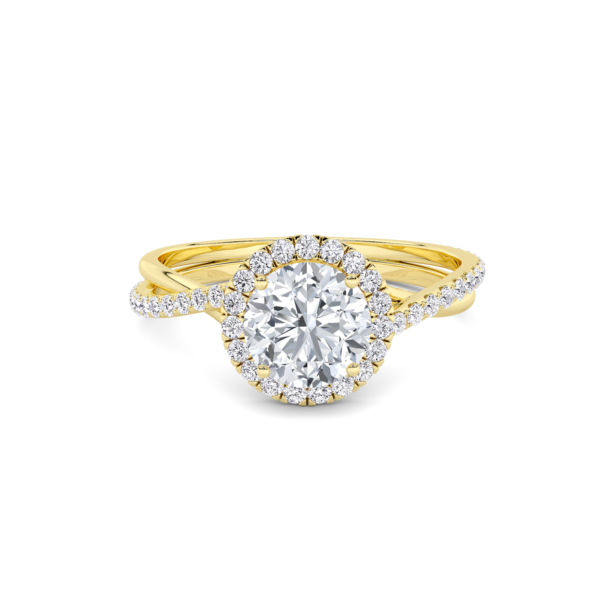 Twist Halo Diamond Ring