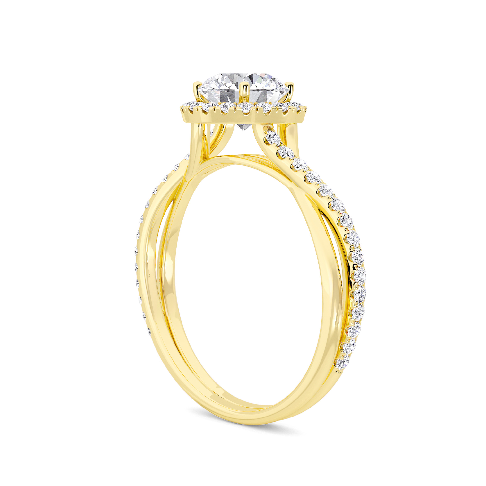 Twist Halo Diamond Ring - 2