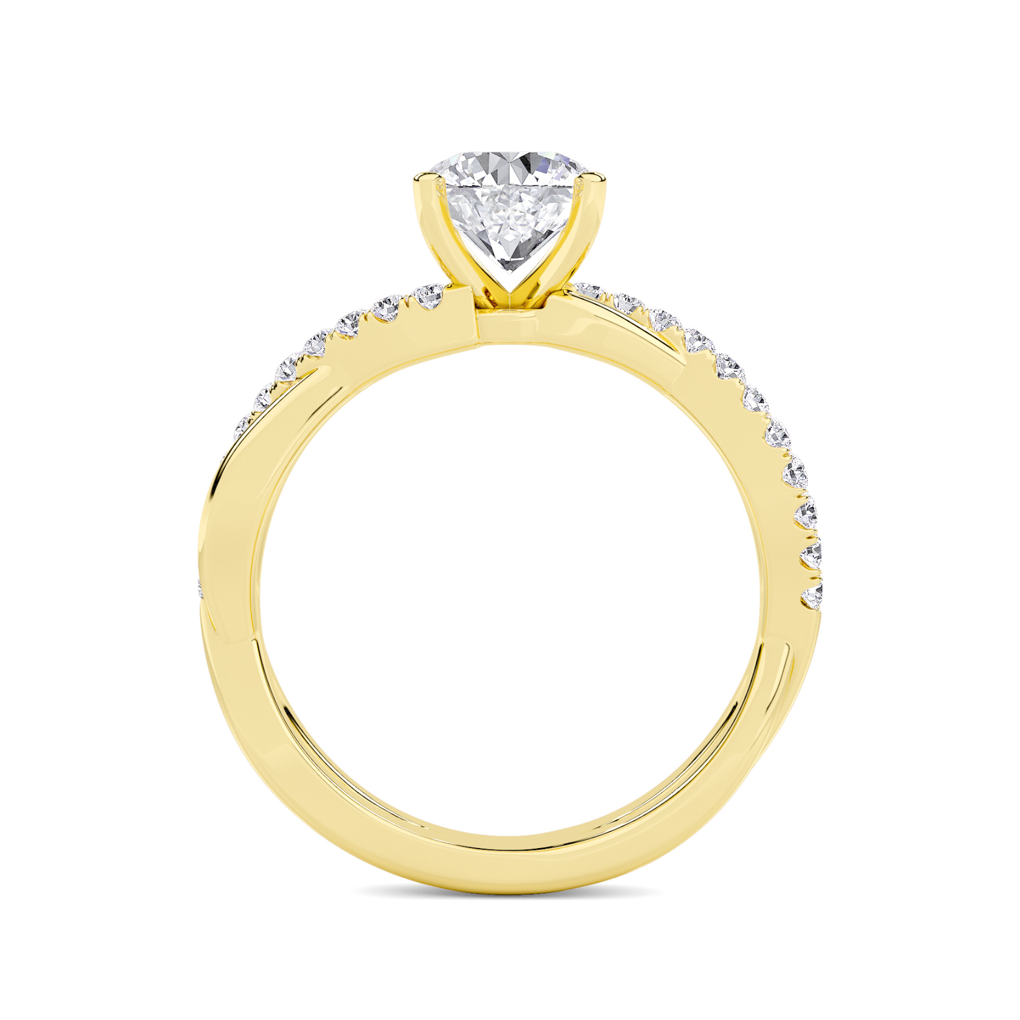 Twist Solitaire Diamond Ring - 1