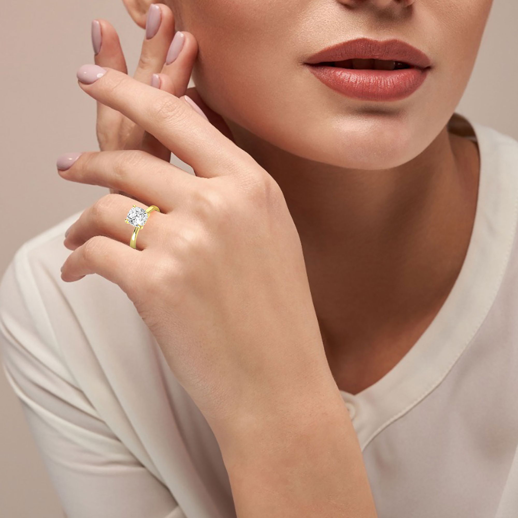 Whispering Halo Solitaire Hidden Halo Diamond Ring - 3