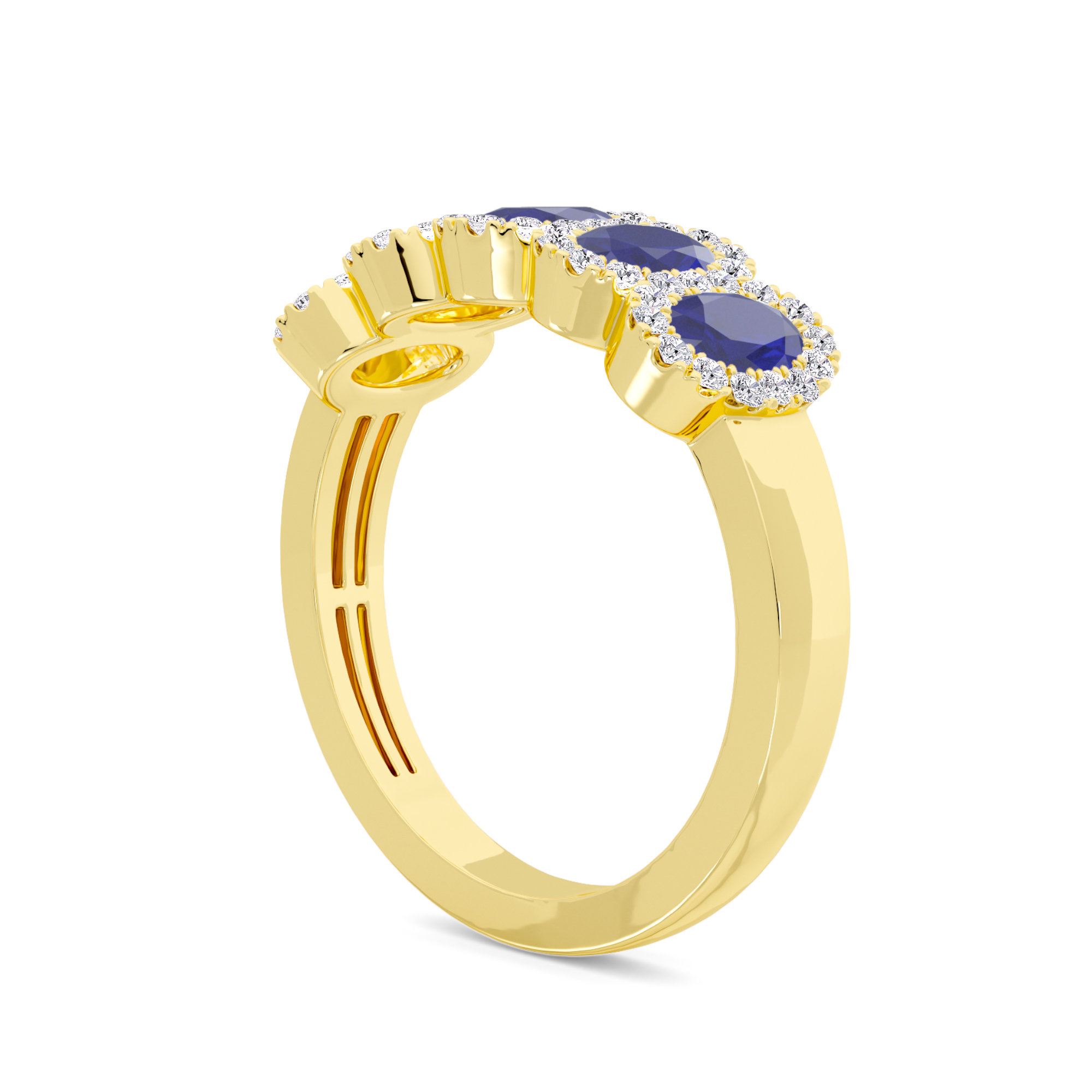 Sunflower Stone Oval Sapphire And Diamond Ring In 18k Yellow