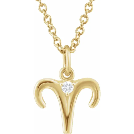 14KT GOLD ACCENTED ZODIAC NECKLACE - ARIES