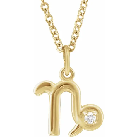 14KT GOLD ACCENTED ZODIAC NECKLACE - CAPRICORN