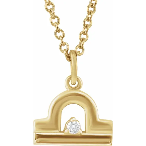 14KT GOLD ACCENTED ZODIAC NECKLACE - LIBRA