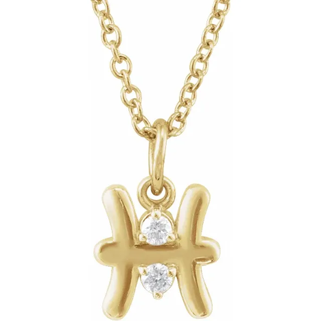 14KT GOLD ACCENTED ZODIAC NECKLACE - PISCES
