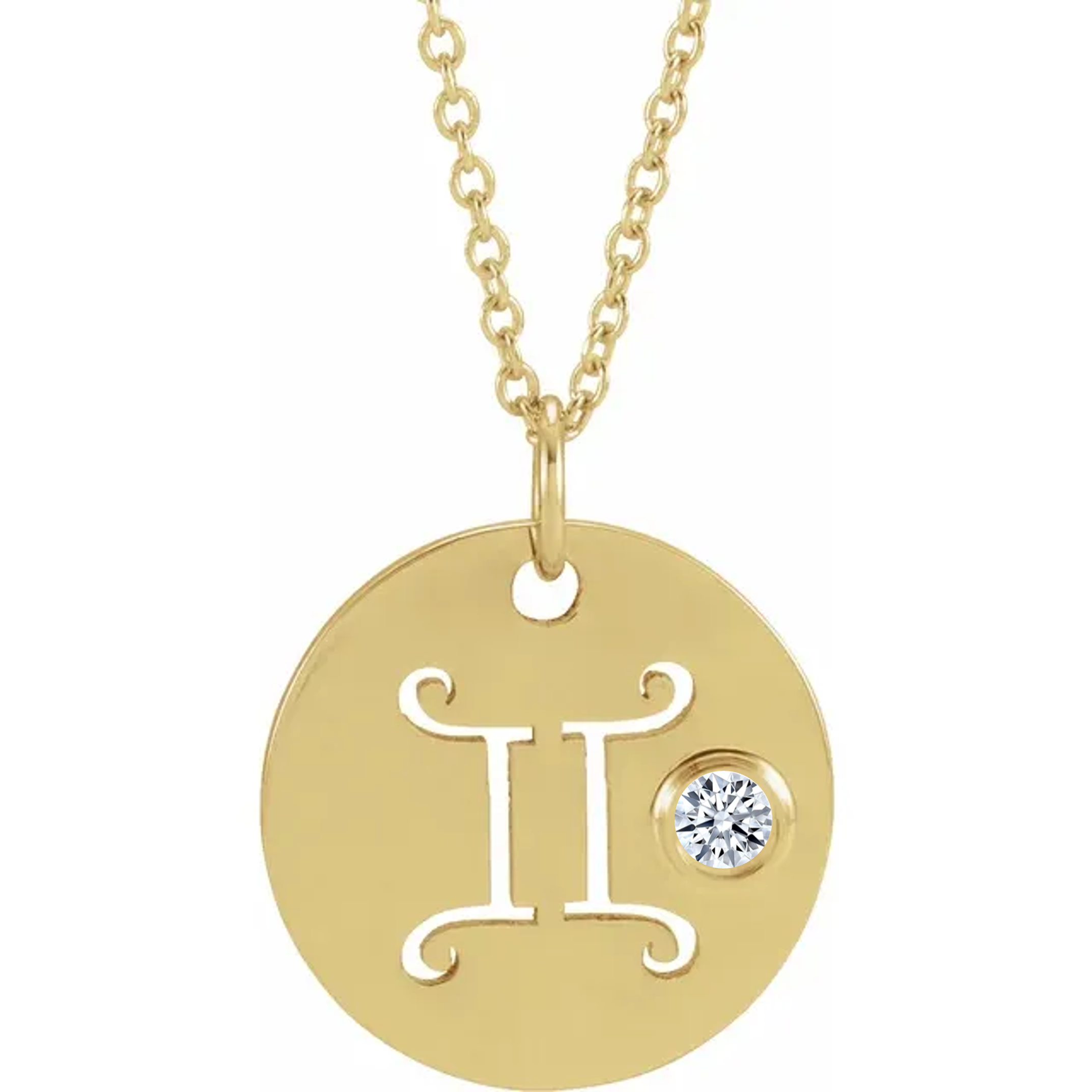 14KT GOLD DISC ZODIAC NECKLACE - GEMINI