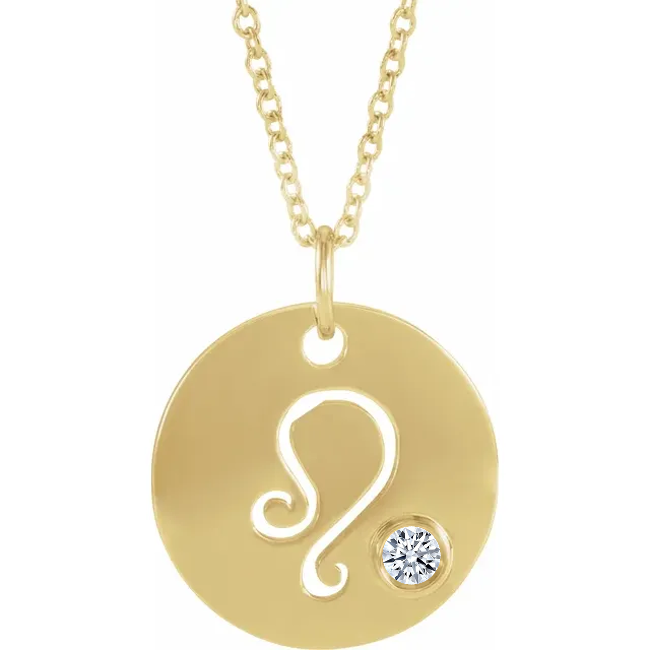 14KT GOLD DISC ZODIAC NECKLACE - LEO