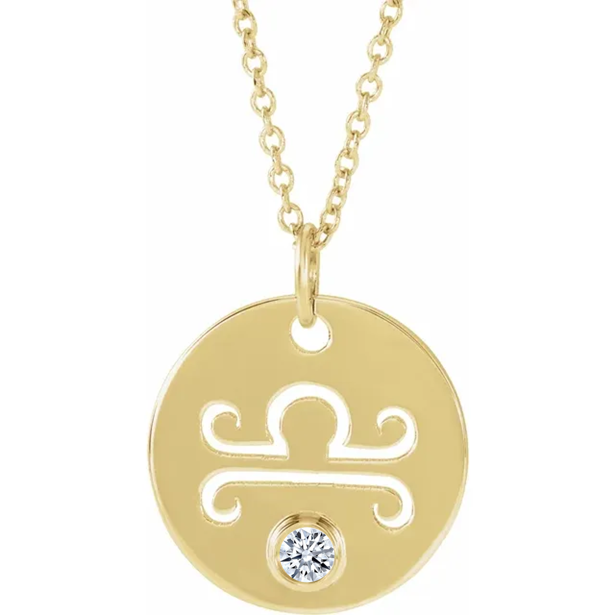 14KT GOLD DISC ZODIAC NECKLACE - LIBRA