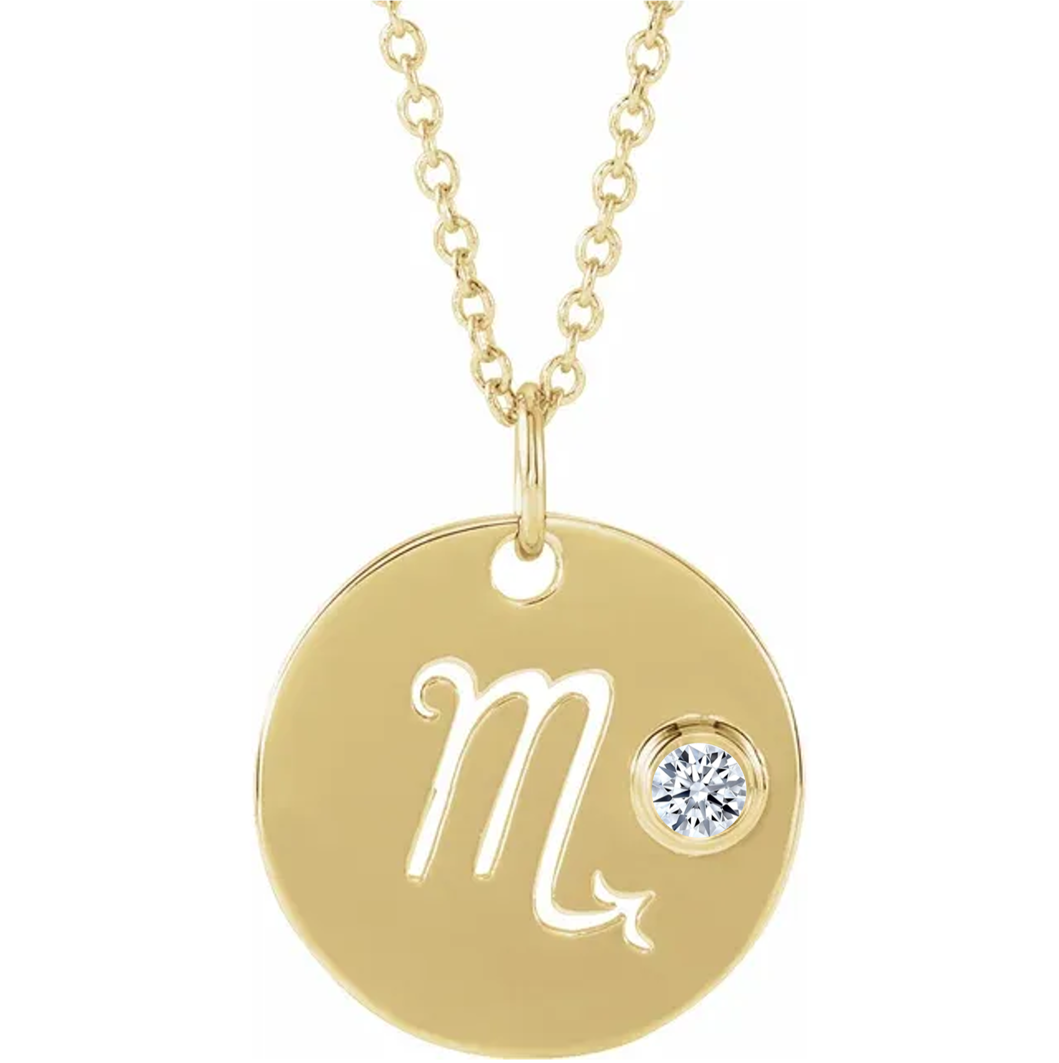 14KT GOLD DISC ZODIAC NECKLACE - SCORPIO