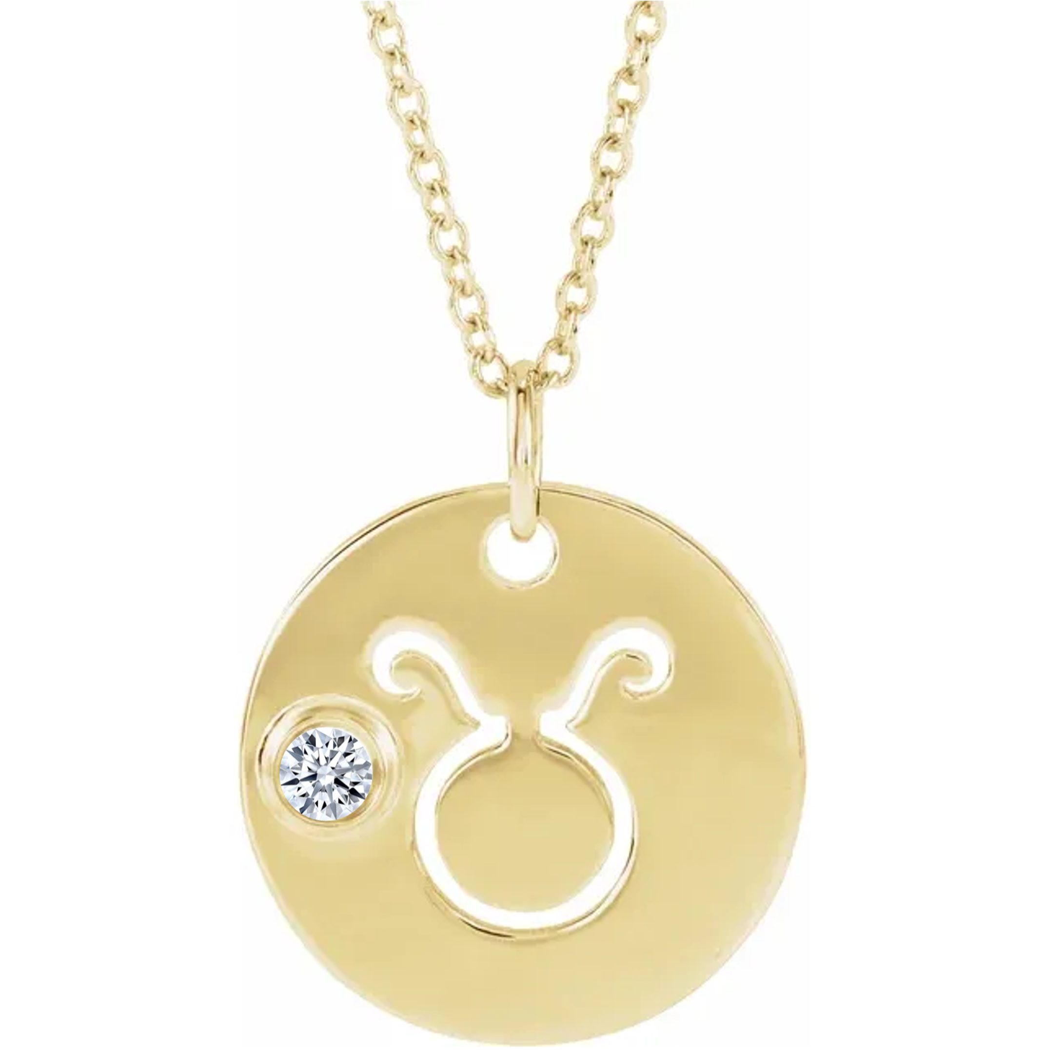 14KT GOLD DISC ZODIAC NECKLACE - TAURUS