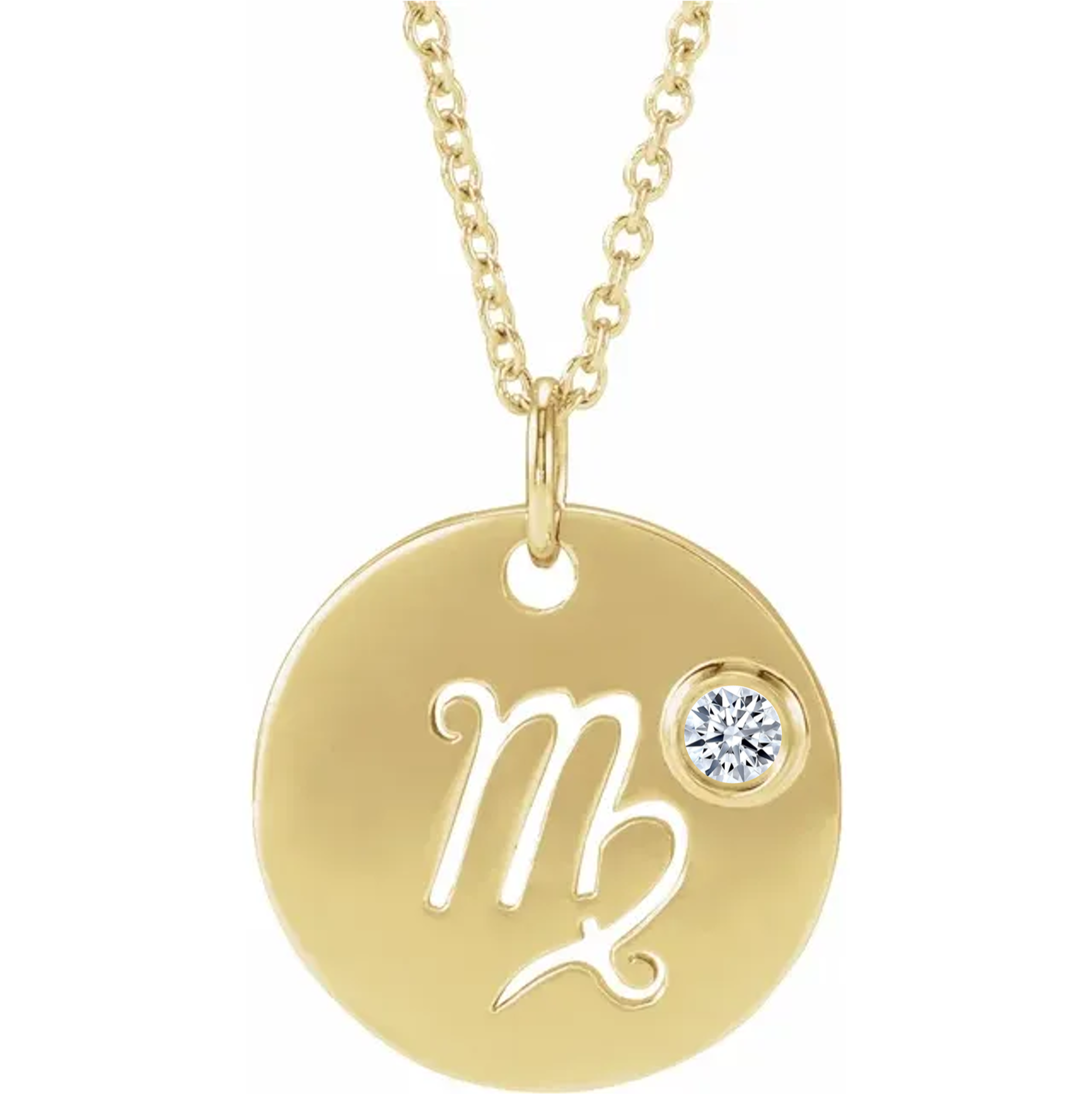 14KT GOLD DISC ZODIAC NECKLACE - VIRGO