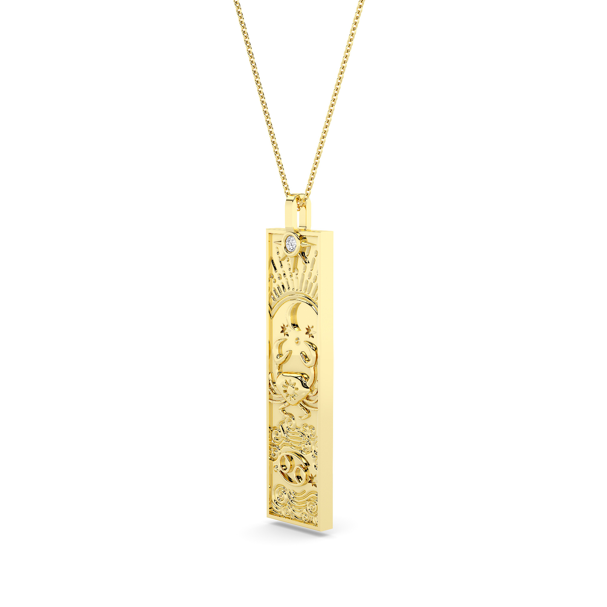 14kt Gold Story Zodiac Necklace - Cancer - 1