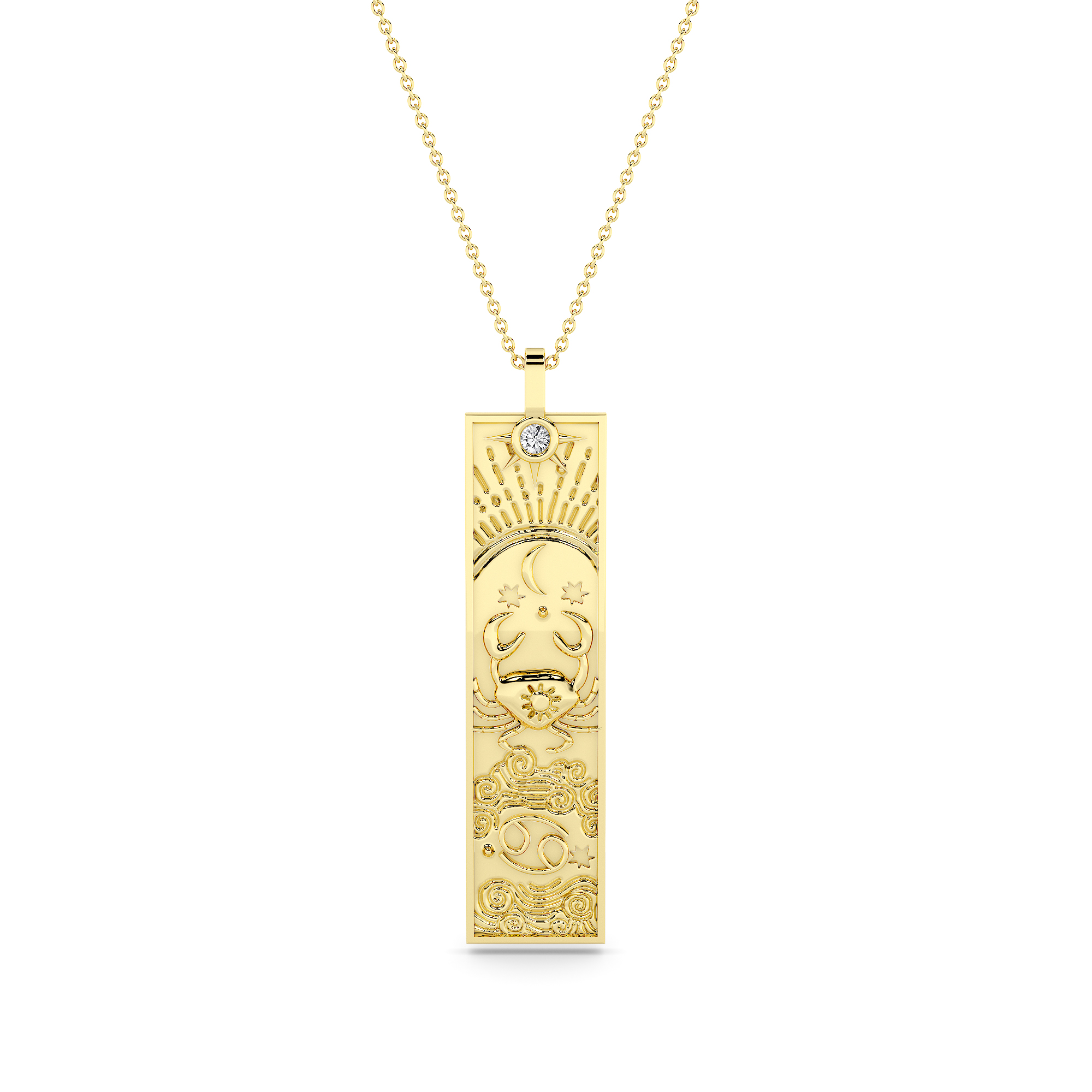 14kt Gold Story Zodiac Necklace - Cancer