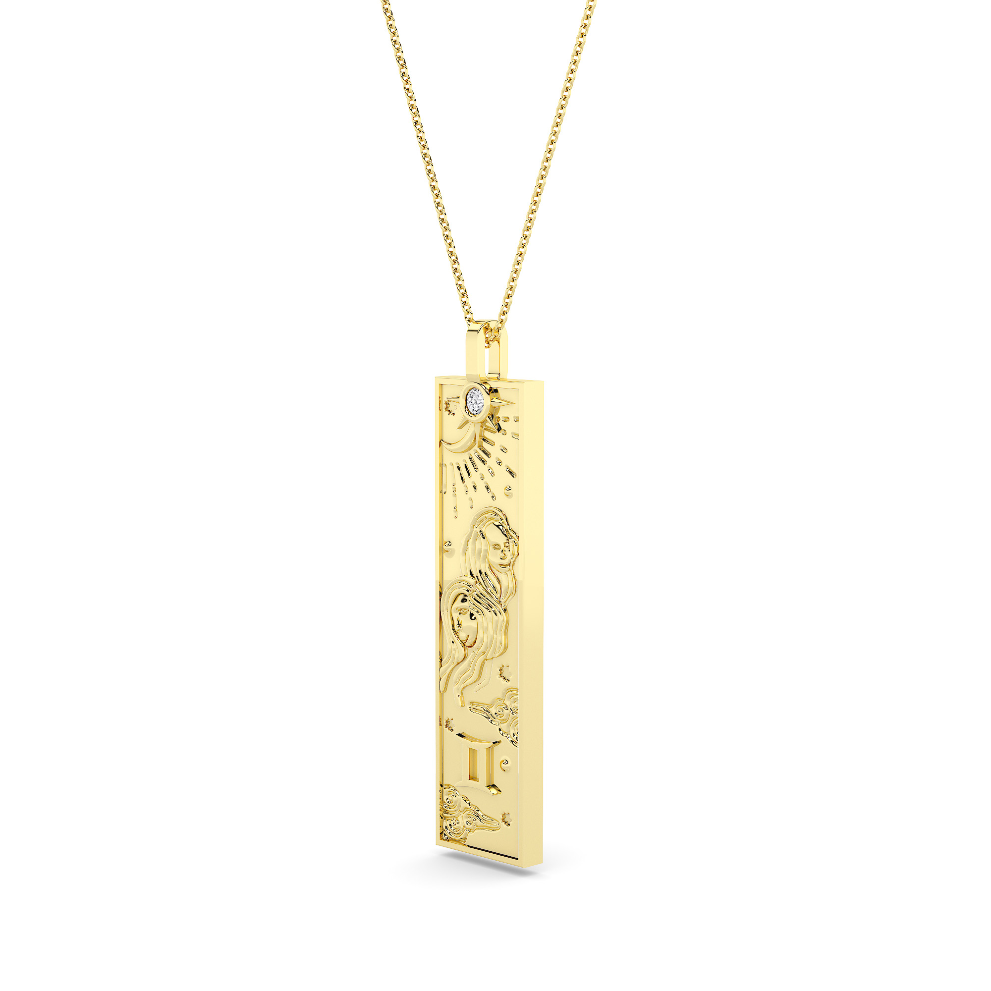 14kt Gold Story Zodiac Necklace - Gemini - 1