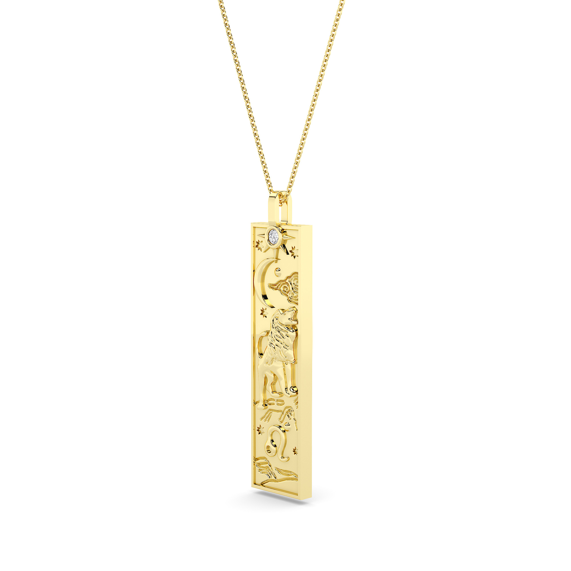 14kt Gold Story Zodiac Necklace - Leo - 1