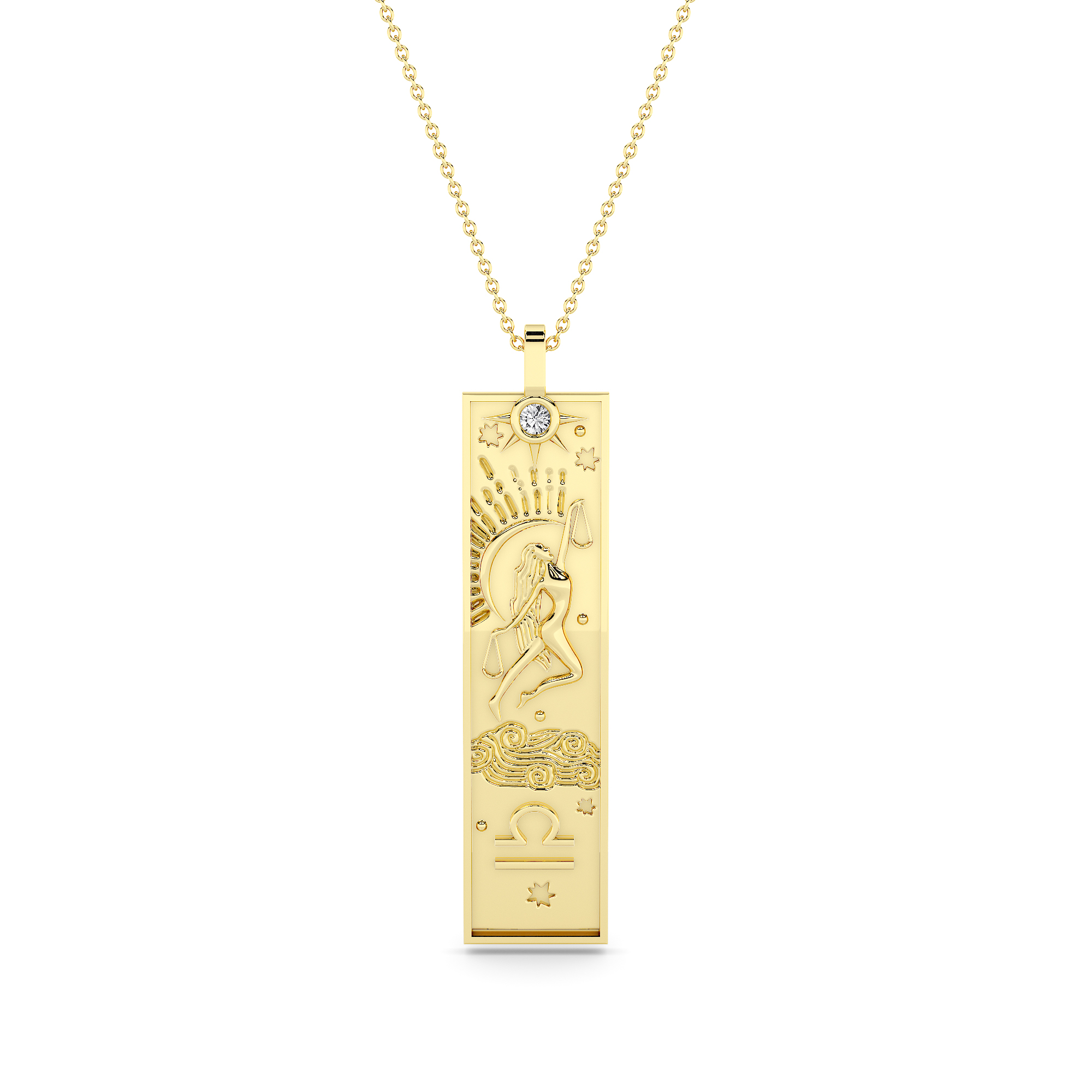 14kt Gold Story Zodiac Necklace - Libra