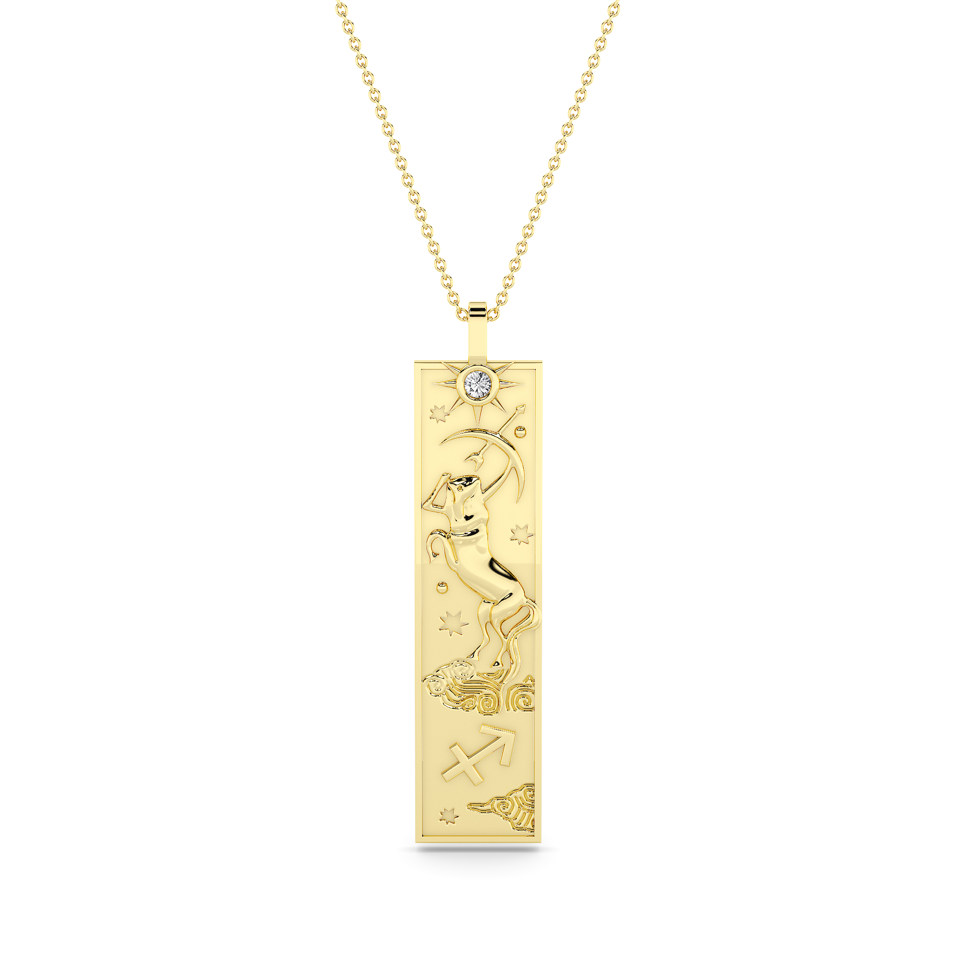 14kt Gold Story Zodiac Necklace - Sagittarius