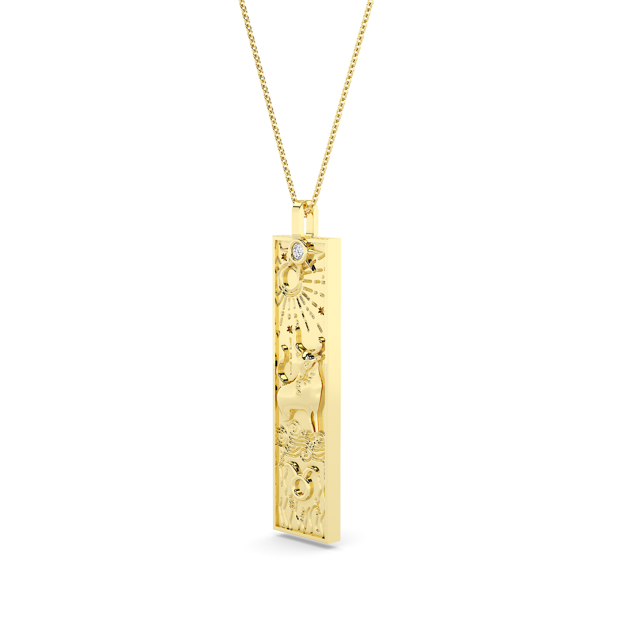 14kt Gold Story Zodiac Necklace - Taurus - 1