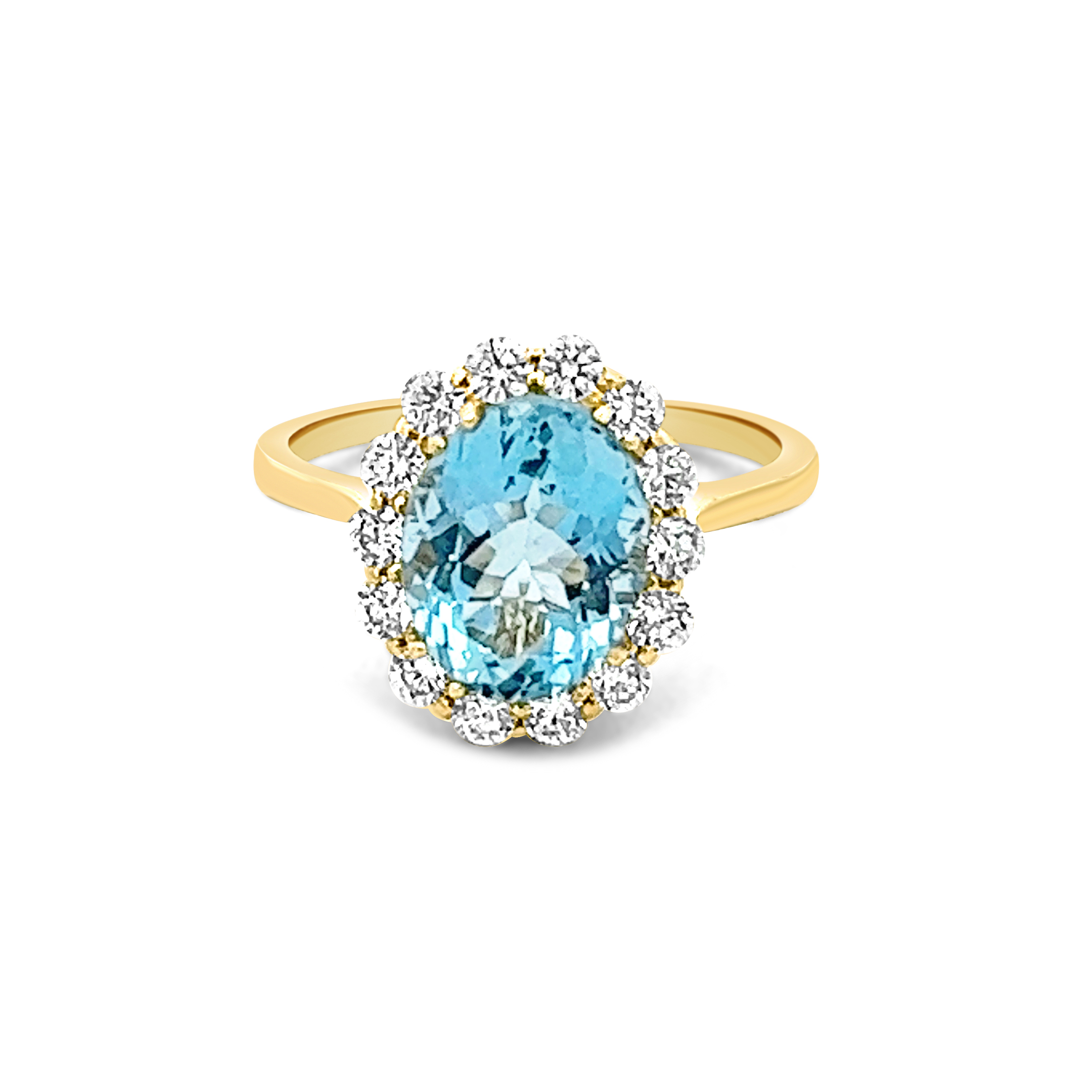 AQUAMARINE ROYAL HALO RING
