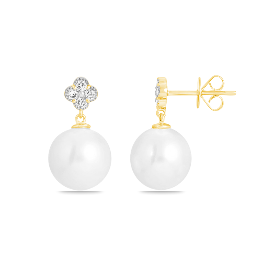 ISLAND SPARKLE PEARL AND DIAMOND EARRINGS