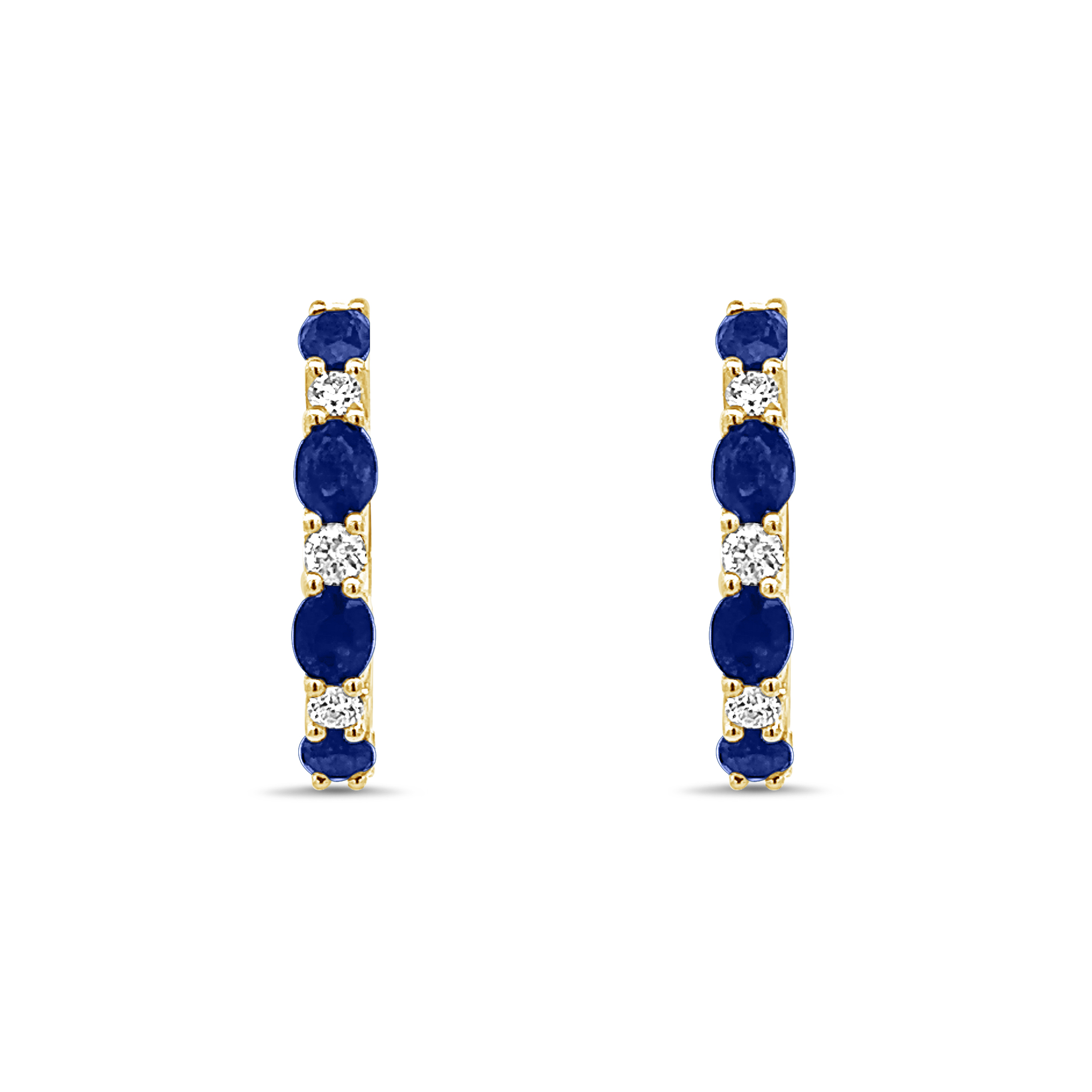 OVAL SAPPHIRE AND ROUND DIAMOND HOOPS - 1
