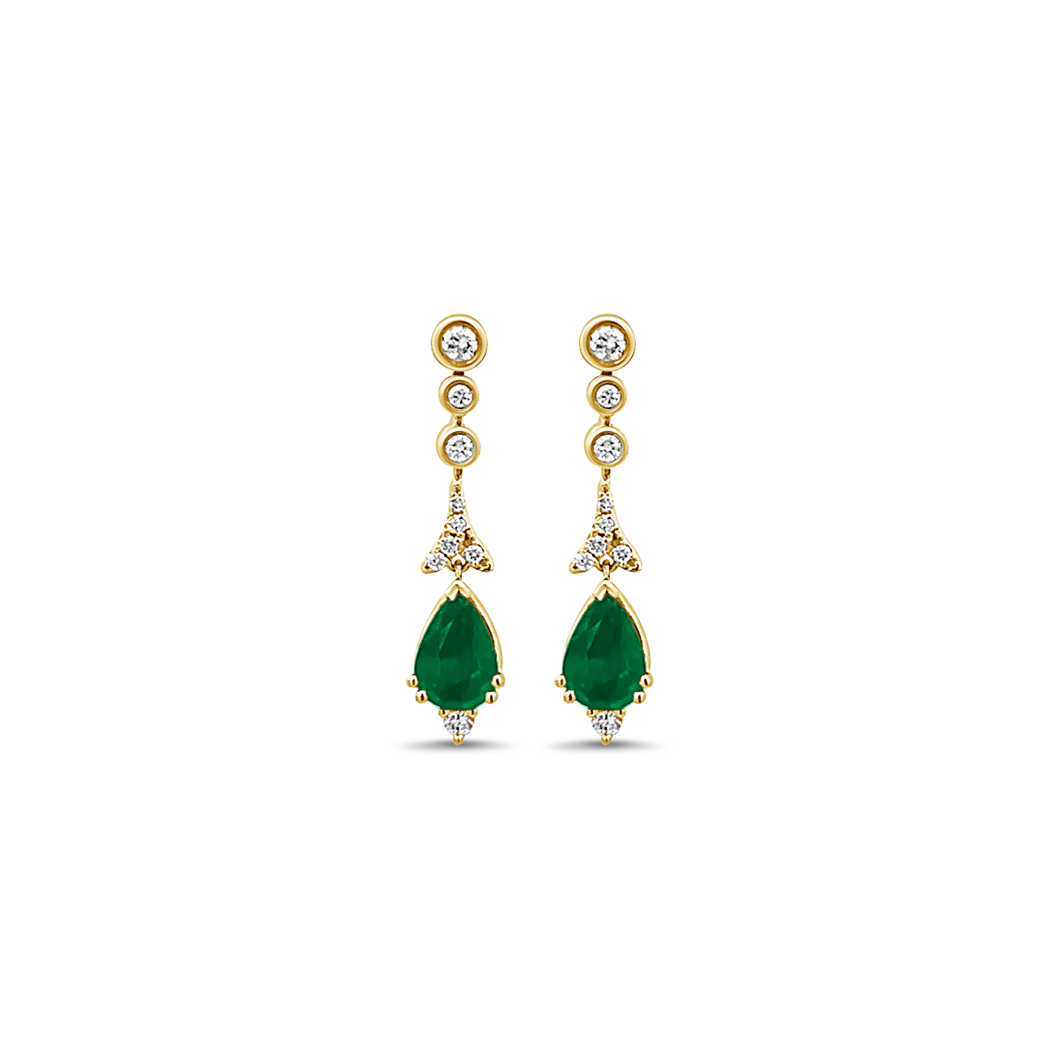 PEAR SHAPED EMERALD AND DIAMOND DROP EARRINGS