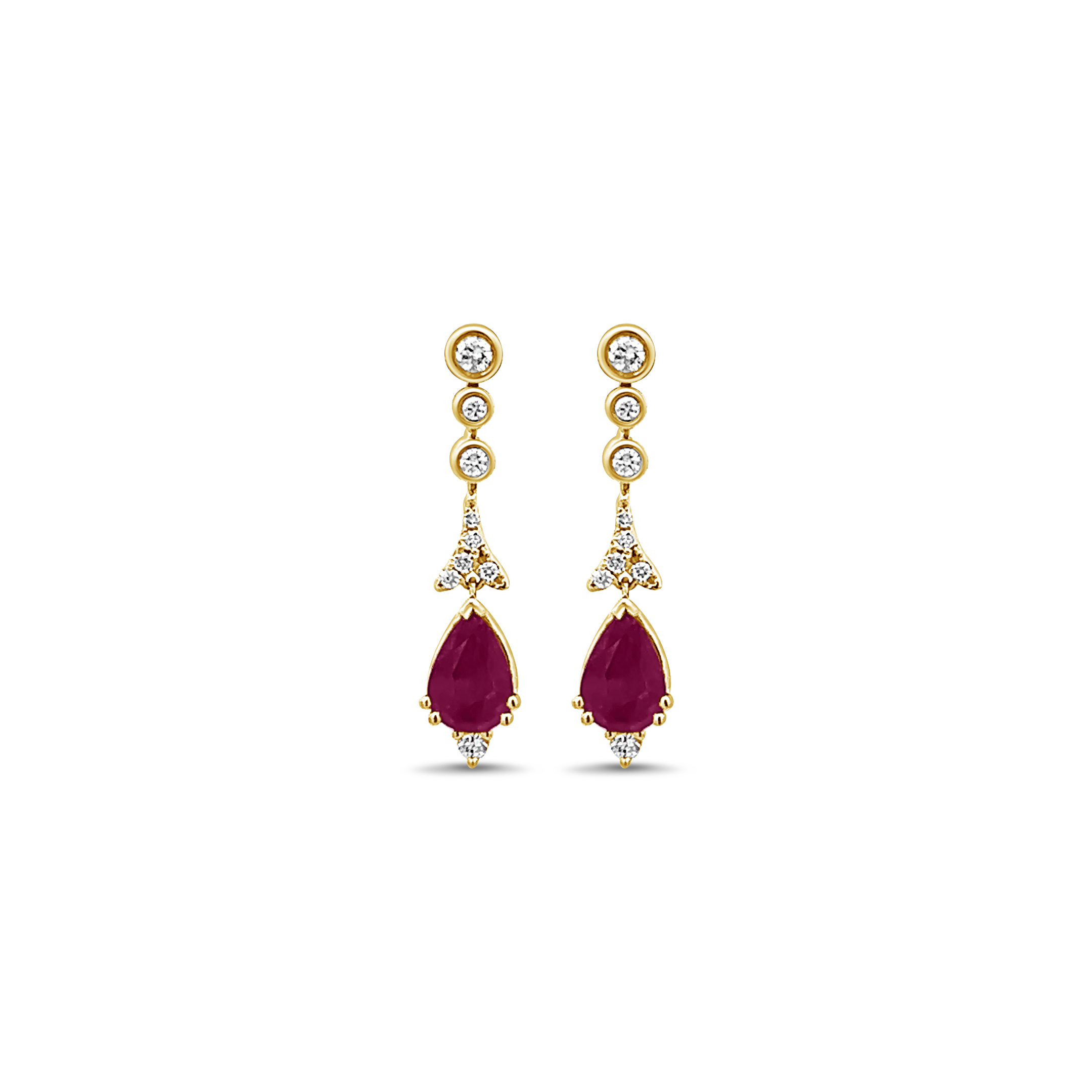 PEAR SHAPED RUBY AND DIAMOND DROP EARRINGS