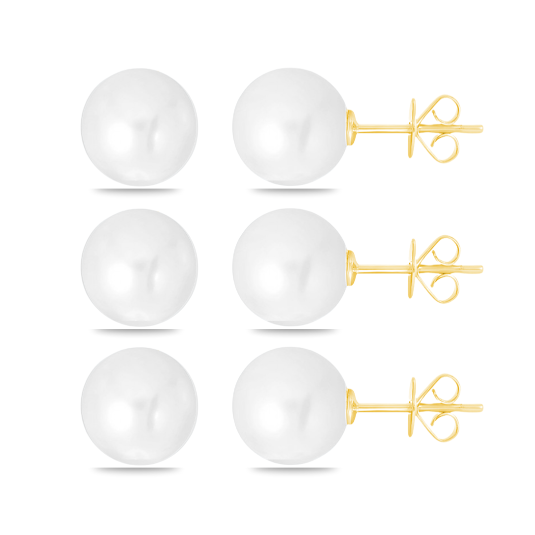 Lagoon Light Pearl Studs - 3PK