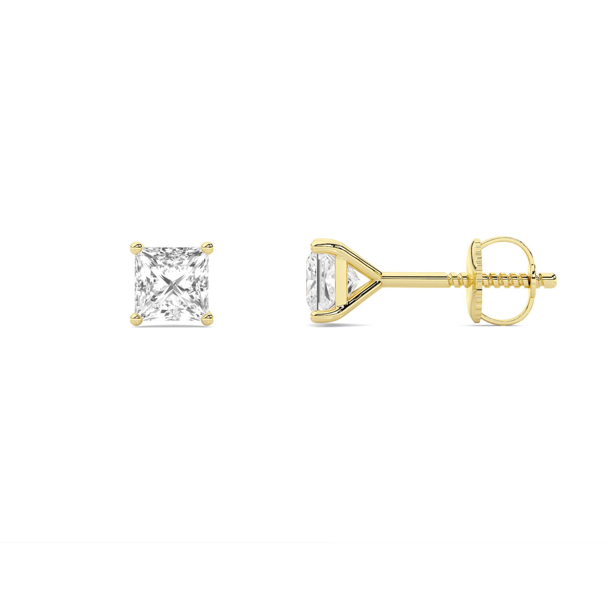 4-prong Martini Princess Diamond Studs - 1