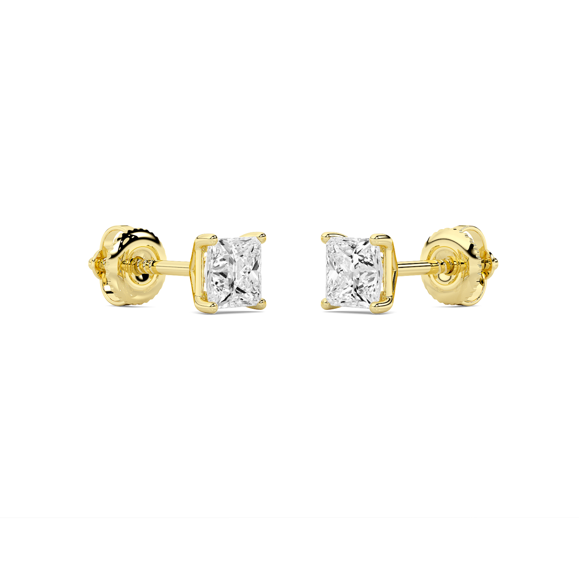4-prong Martini Princess Diamond Studs - 3