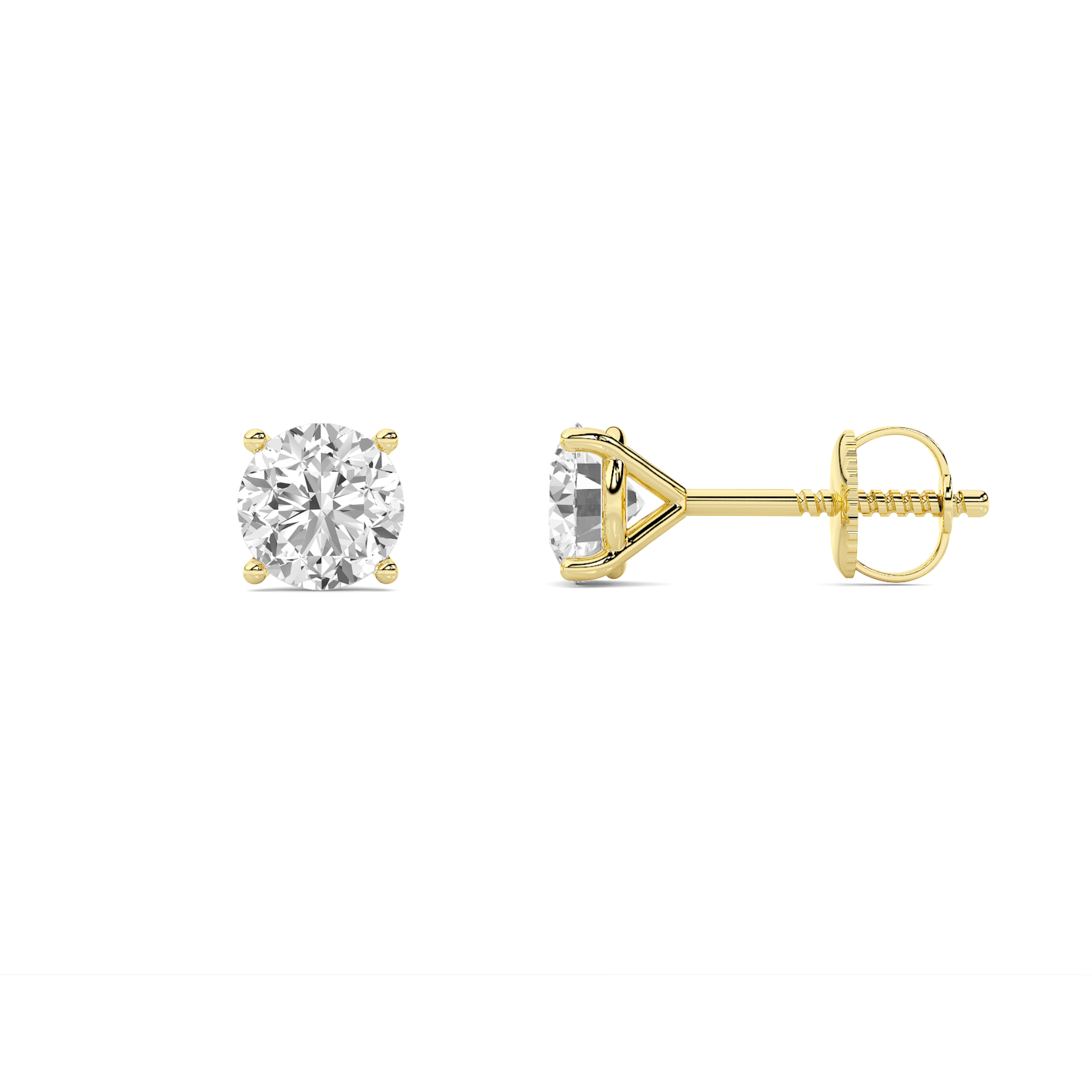 4-prong Martini Round Diamond Studs - 1