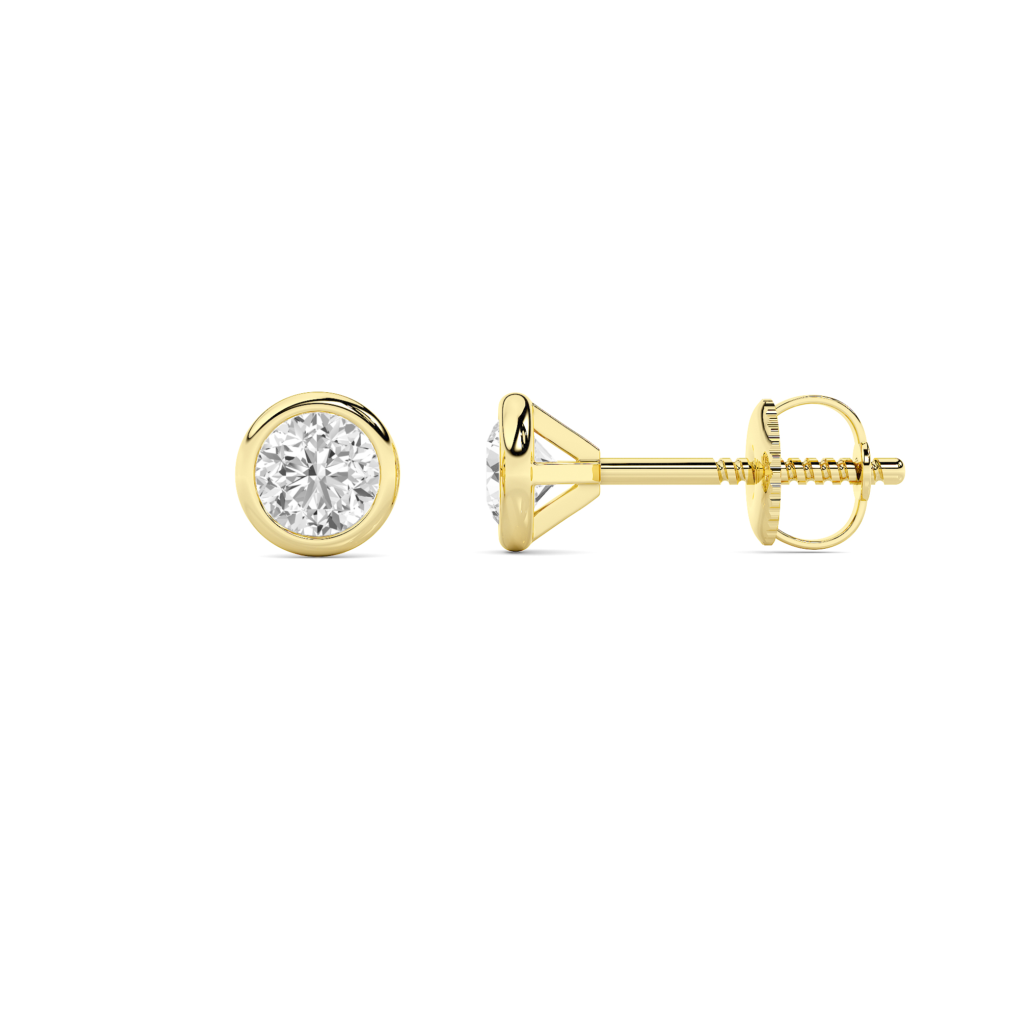 Bezel Set Round Diamond Studs - 1
