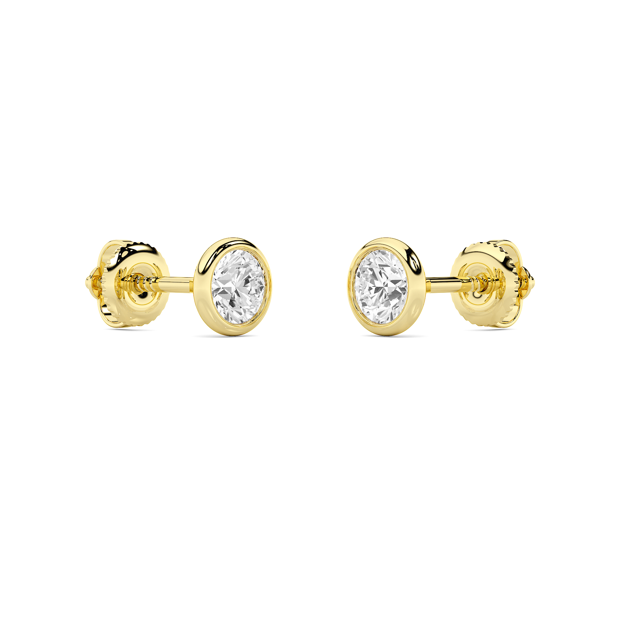 Bezel Set Round Diamond Studs - 3